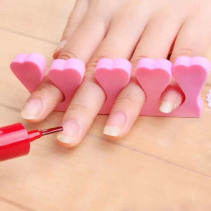 2 Pieces Heart High Elastic Nail Toe Separator - Pink