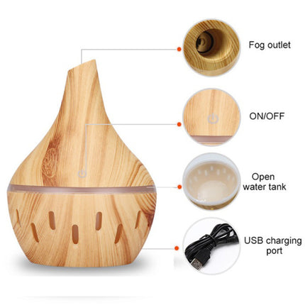 Luminous Wood Grain Air Humidifier Aroma Diffuser - Khaki