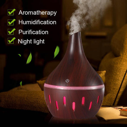 Luminous Wood Grain Air Humidifier Aroma Diffuser - Khaki