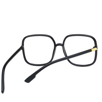 BlueShield Large Square Anti Blue Glasses Black Frame Unisex Transparent Lens Material No Lens Magnification