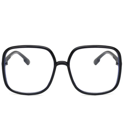 BlueShield Large Square Anti Blue Glasses Black Frame Unisex Transparent Lens Material No Lens Magnification