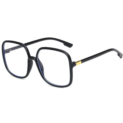 BlueShield Large Square Anti Blue Glasses Black Frame Unisex Transparent Lens Material No Lens Magnification