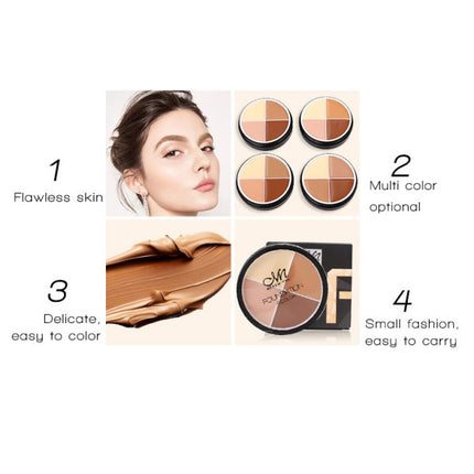 4 In 1 Round Shape Foundation Concealer Cream - 01 - Cream Orange