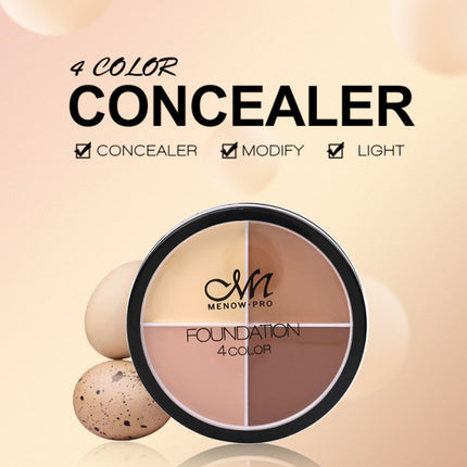 4 In 1 Round Shape Foundation Concealer Cream - 01 - Cream Orange