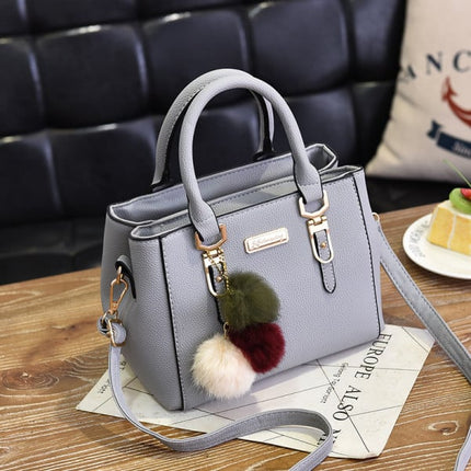 Girls Fashion Stylish Synthetic Leather Women's Handbag Zipper Closure Double Handle Shoulder Strap Ladies Casual Office Party Bags Adjustable High Quality Gray