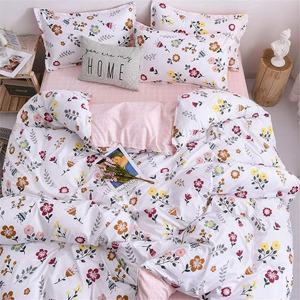 Soft Warm 4 Pcs Without Filler Single Bedding Set - White Pink