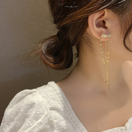 Five Pointed Star Sweet Tassel Earrings - Golden