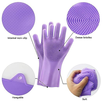 Food Grade Multipurpose Silicone Dish Washing Gloves - Light Purple