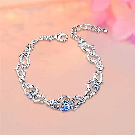 Girls Heart Crystal Elegant Bracelet - Blue