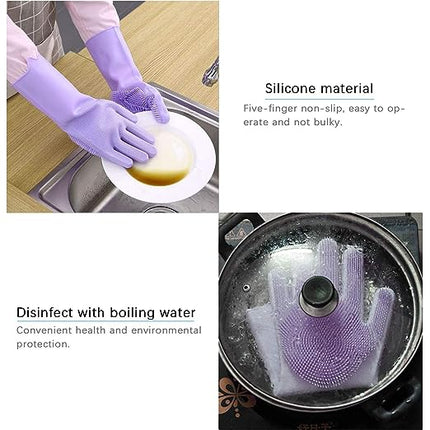 Food Grade Multipurpose Silicone Dish Washing Gloves - Light Purple