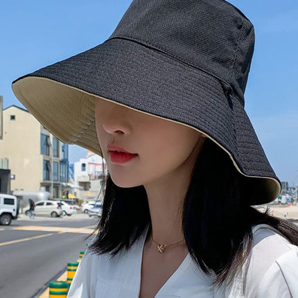 Women Fashion Face Sun Protection UV Shading Hat - Black