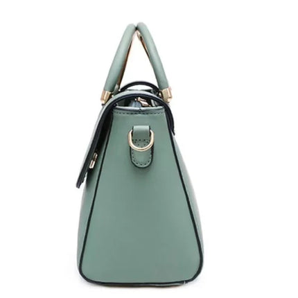 Fashionable Green Double Handle Magnetic Closure Flap-over Stylish Women's Handbag Perfect Style Casual Outdoor Office Statement Trendy Girls Bags Shoulder Strap Adjustable