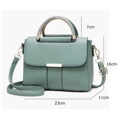 Fashionable Green Double Handle Magnetic Closure Flap-over Stylish Women's Handbag Perfect Style Casual Outdoor Office Statement Trendy Girls Bags Shoulder Strap Adjustable