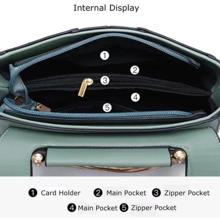 Fashionable Green Double Handle Magnetic Closure Flap-over Stylish Women's Handbag Perfect Style Casual Outdoor Office Statement Trendy Girls Bags Shoulder Strap Adjustable