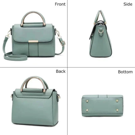 Fashionable Green Double Handle Magnetic Closure Flap-over Stylish Women's Handbag Perfect Style Casual Outdoor Office Statement Trendy Girls Bags Shoulder Strap Adjustable