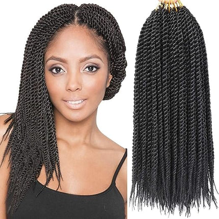 14 Inch Double Strand Braided Hair Extension Twist Low Temperature Easy Clip Style Fake Hair Wigs Extensions - Black