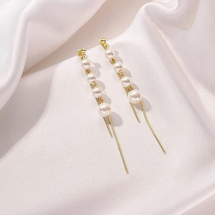 Pearl Patched Multi Layered Earrings Pair - Golden