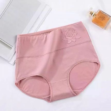 Soft Embossed Rose Cotton Ladies Underwear - Pink