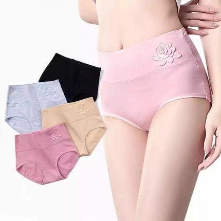 Soft Embossed Rose Cotton Ladies Underwear - Pink