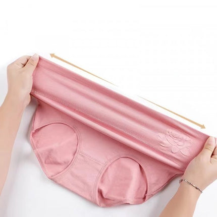 Soft Embossed Rose Cotton Ladies Underwear - Pink