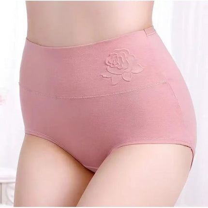 Soft Embossed Rose Cotton Ladies Underwear - Pink