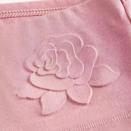 Soft Embossed Rose Cotton Ladies Underwear - Pink