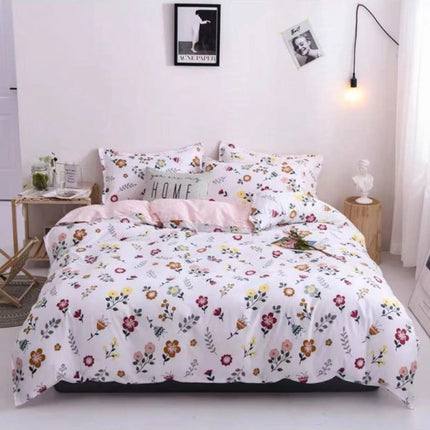 Soft Warm 4 Pcs Without Filler Single Bedding Set - White Pink