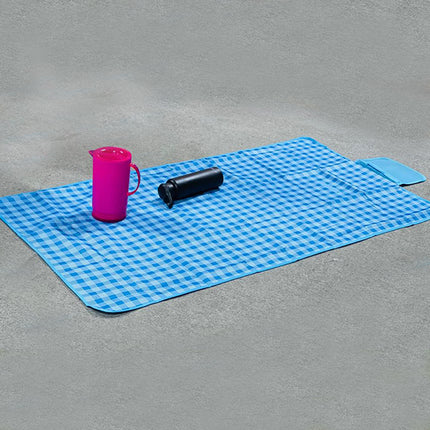 Portable Waterproof Travel Outdoor Picnic Carpet Mat - 80x150 CM - Blue White