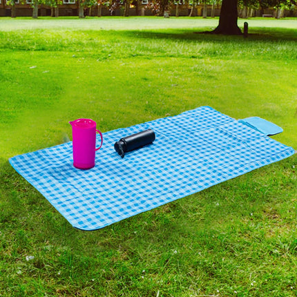 Portable Waterproof Travel Outdoor Picnic Carpet Mat - 80x150 CM - Blue White