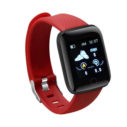 Large Screen USB Charge Sports Wristband Smart Watch - Red