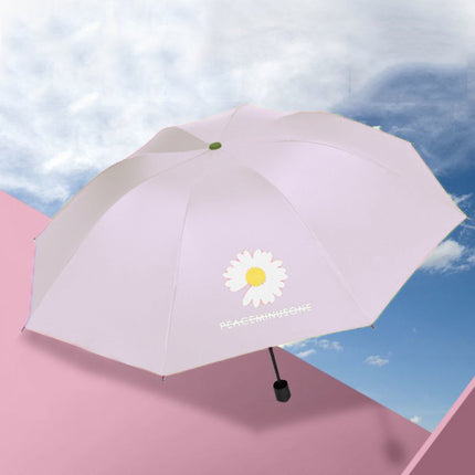 Small Daisy Three Fold Sun Protection Umbrella - Purple Pink