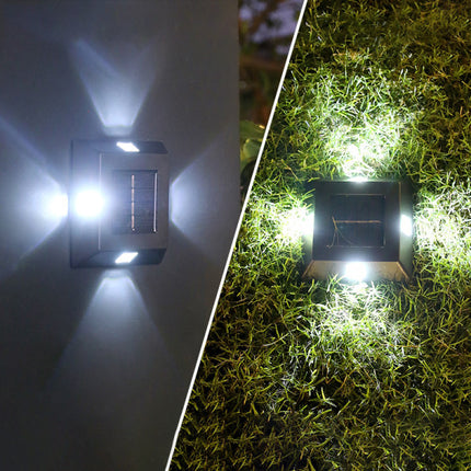 2 Pcs Wall Floor Solar Charging Décor Automatic Night Lights - White