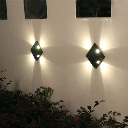 2 Pcs Wall Floor Solar Charging Décor Automatic Night Lights - White