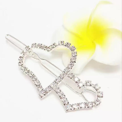 Irresistible Silver Sparkle Rhinestone Heart Hair Clip for Fashionable Women and Headwear Enthusiasts!