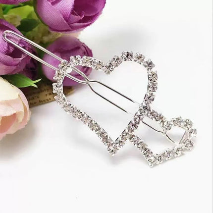 Irresistible Silver Sparkle Rhinestone Heart Hair Clip for Fashionable Women and Headwear Enthusiasts!