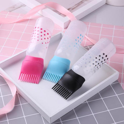 Hair Dye Root Comb Applicator Brush Bottle - Pink