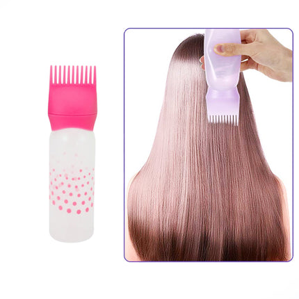 Hair Dye Root Comb Applicator Brush Bottle - Pink