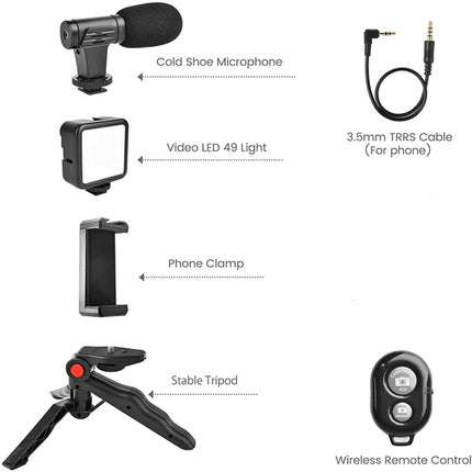 Live Broadcast Video Making Phone Tripod Kit With MIC And Light