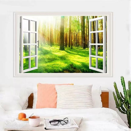 Living Room Sofa Wall Decoration 3D Background Sticker - 60x90 CM - White Green