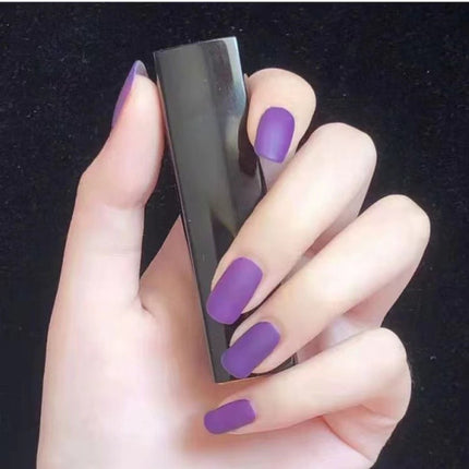 24 Pieces Matte Reusable Long Fake Nails Set - Purple