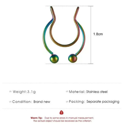 Stylish Metal Nose Septum Ring for Women Multi Color Hook Closure Fashion Jewelry