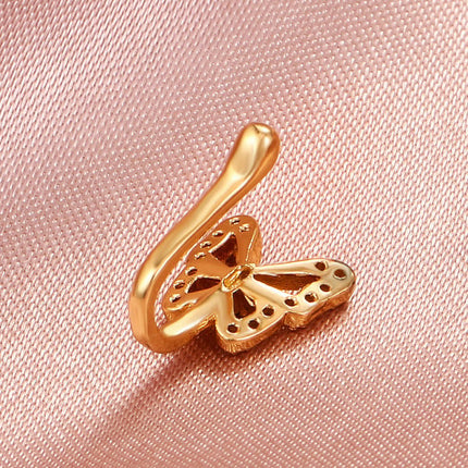 Golden Butterfly Nose Ring Clip for Girls Fashionable Cute and Stylish Jewellery with Rhinestone Embellishments Hook Closure