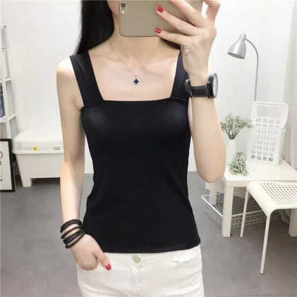 Women Sling Casual All Match Solid Color Top Wear - Black