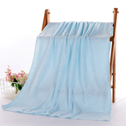 Microfiber Bear Embossed Soft Bath Large Towel - 70x140 CM - Sky Blue