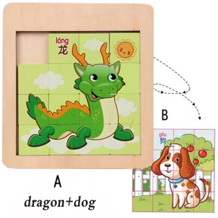 Finger Sliding Animal Puzzle Kids Brain Game - Green