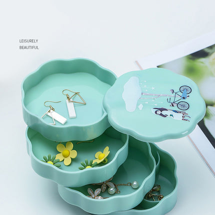 360 Rotating Four Layers Jewelry Organizer Storage Box - Green