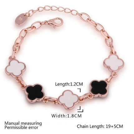 Women Four Leaf Clover Chain Bracelet - White Gold