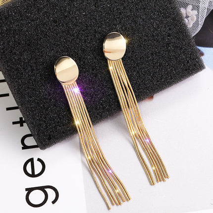 Chain Tassel Gold Plated Earrings - Golden