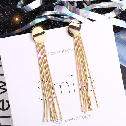 Chain Tassel Gold Plated Earrings - Golden