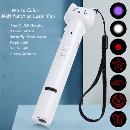 Infrared Projection USB Charging Funny Cat Pen - White